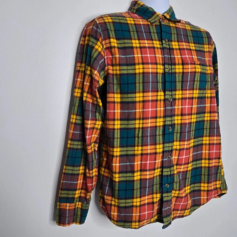 J Crew Mens Medium Button Down Shirt Flannel Plaid Pocket Long Sleeve Reimagined